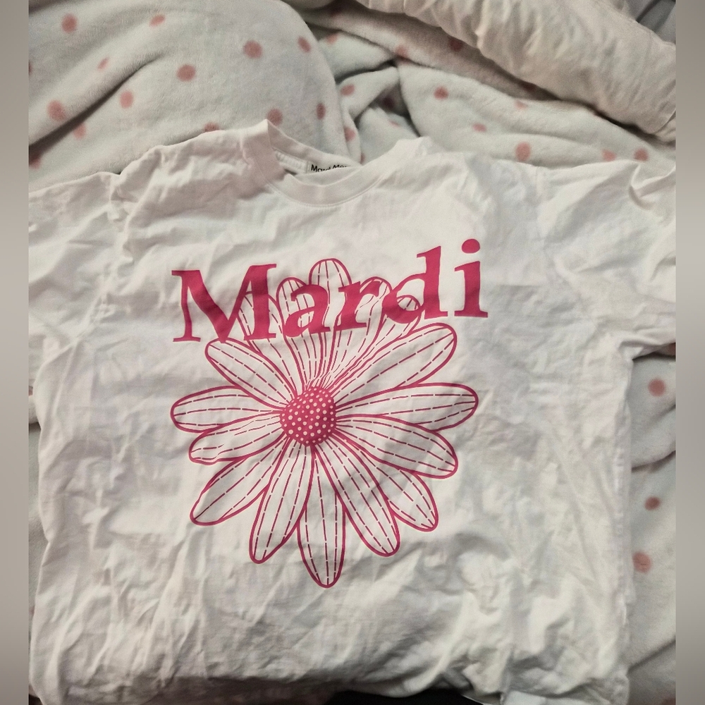 White and Pink Short Sleeve Tee